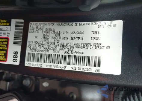 2019 Toyota Tacoma Trd Off Road из США, поврежденный, VIN 3TMDZ5BN2KM055837